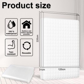 Ryvera Mattress Cover 120 x 220 cm, Mattress Protector Covers with Zip, Waterproof Plastic Mattress Protector, Dustproof Mattress Protective Cover, Mattress Bag for Storage, Storage, Moving