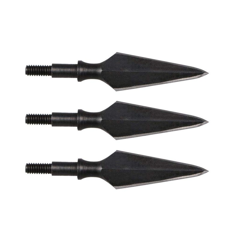 toparchery 6pcs Arrow Heads Black Steel Broadheads Screw-in Field Point