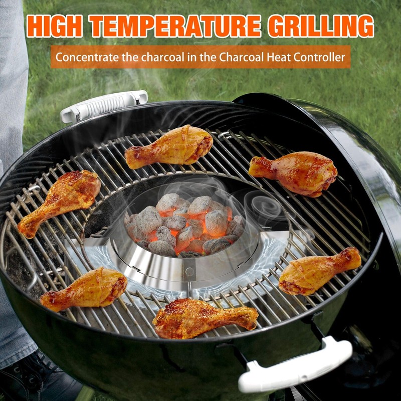 onlyfire Charcoal Basket, BBQ Whirlpool Stainless Steel Ash Basket with