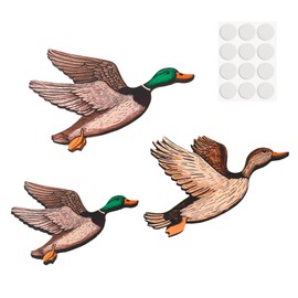 Kytvl Set of 3 Wooden Mallard Duck Wall Decor – Vintage Farmhouse Rustic Art for Entryway, Nursery, or Living Room – Larger Than Average Ducks (12"/11"/9") – Housewarming, Christmas, and Party Gift
