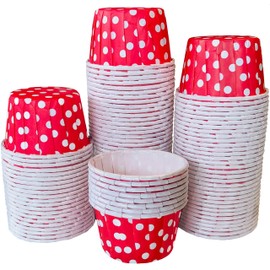 Valentine Red Bulk MINI Candy Nut Paper Cups- Mini Baking Liners - Red Polka Dot - 100 Pack