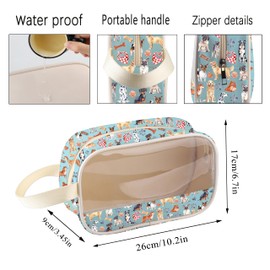 CMNIM Dogs Clear Cosmetic Bag Cute Dogs Lover Gifts Physically Here Mentally at Home with My Dog Travel Makeup Bag, 2578 My Dog Bag, Makeup Bag