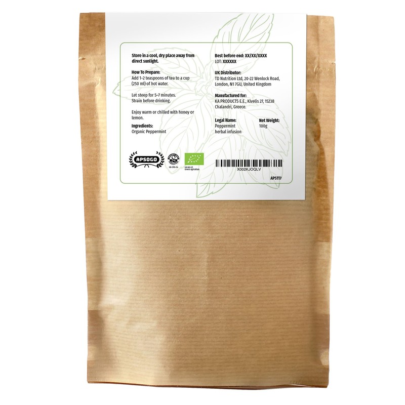 APSOGO Organic Peppermint Tea from Greece - Whole Loose Peppermint