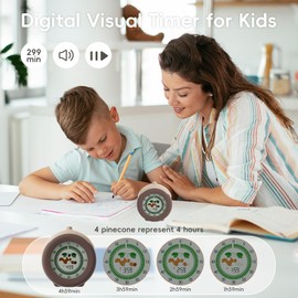 Moxilos Visual Timer for Kids, 299 Minute Cute Squirrel Timer, Digital Timer with Pause Function, Clock and Alarm for Classroom, Homeschool Supplies Study Teaching Time Management Tool
