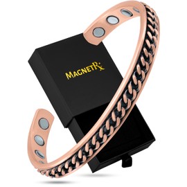 MagnetRX MagnetRX? Copper Magnetic Bracelets C Effective Pure Copper Bracelet for Men and Women C Copper Cuff Adjustable Magnetic Bracelet Bangles (Curb Chain Inlay)