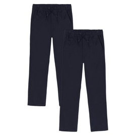 Approved School Wear ASW Boys' School Uniform Pull On Stretch Twill Pants, Drawstring Waist, Multipack, Navy/2-Pack