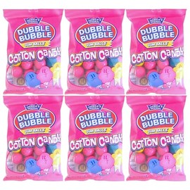 Dubble Bubble Cotton Candy Gumballs – 6 Pack – Blue Raspberry, Cherry & Lemon Flavors, 4 oz per Bag (6)