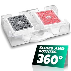Playing Cards Holder Rotating 360° – Compact Plastic Playing Card Tray for Easy Access for 2 Decks | Organizes Multiple Decks for Canasta, Poker and More | Lightweight, Durable with Smooth Rotation