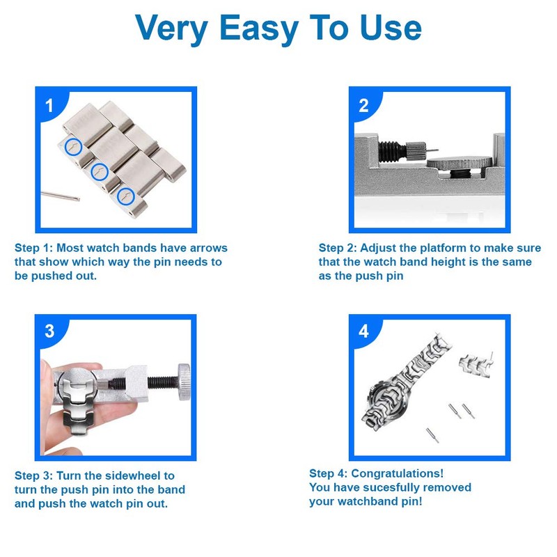 MMOBIEL Watch Strap Pin Remover Metal Adjustable Tool Kit for