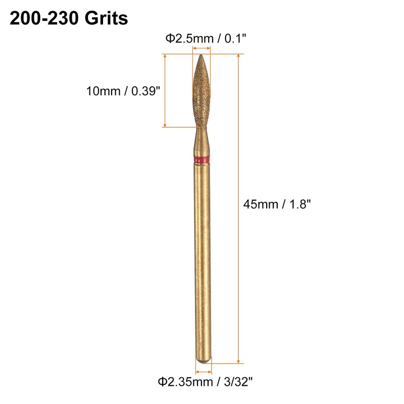 sourcing map 5pcs 200-230 Grits Diamond Grinding Bit 2.5mm Oval