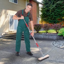 Heavy Duty Wire Broom with Telescopic Handle(57IN), Stiff Metal Bristle Brush for Removing Weed Moss, Outdoor Floor Scrub Brush for Patio, Deck, Garden, Concrete, Garage