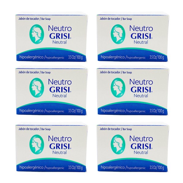 Grisi Neutro Bar Soap Neutral pH Hypoallergenic Skin Cleanser 3.5 Oz. Pack of 6