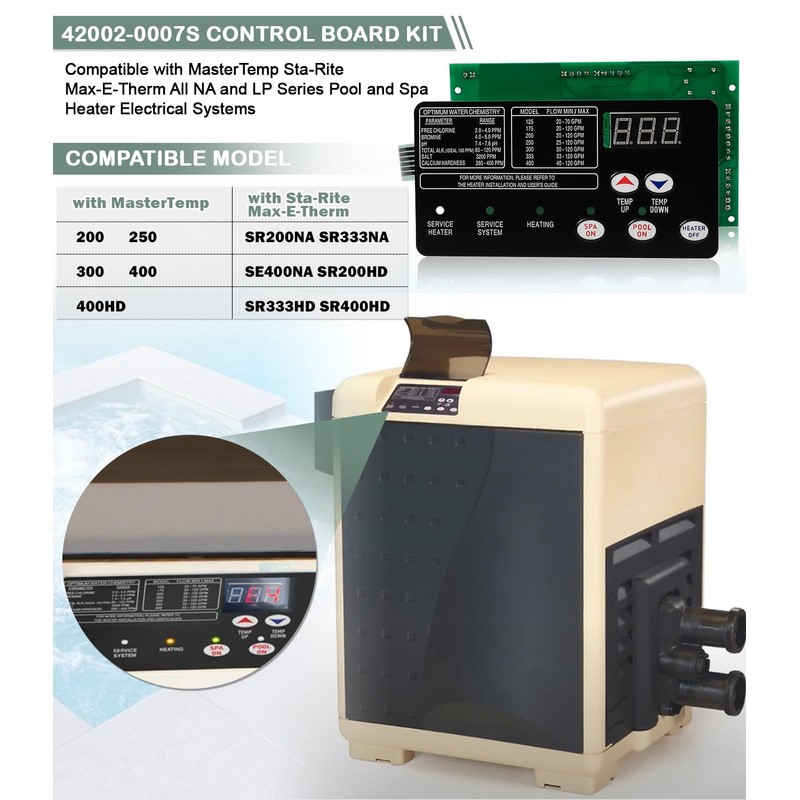 42002-0007S, 461105 Control Board Kit Compatible with MasterTemp Sta-Rite Max-E-Therm