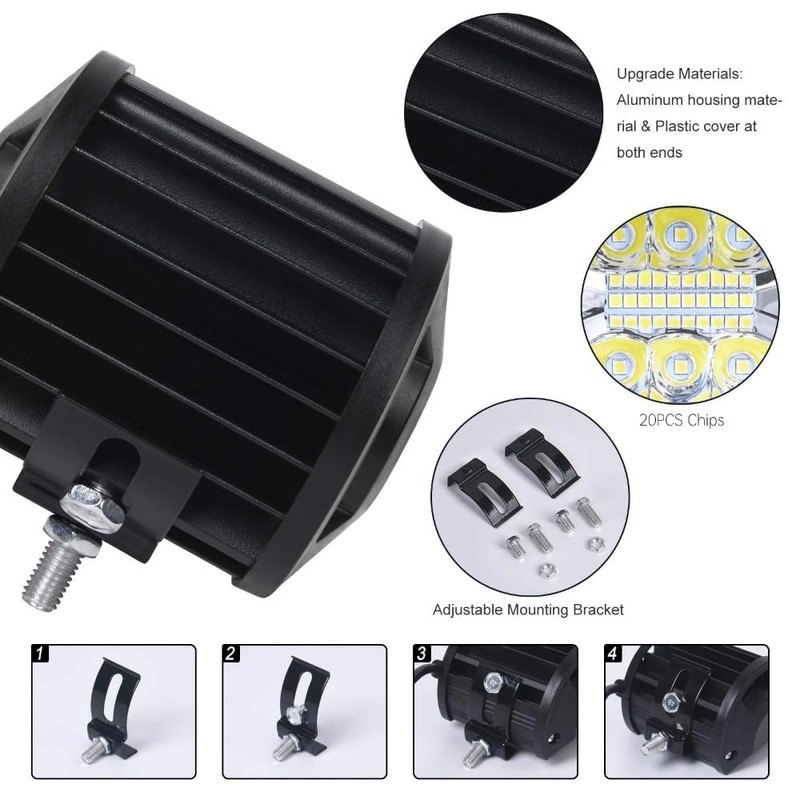 URAQT LED Work Light, 2 x 60 W Car Headlight,