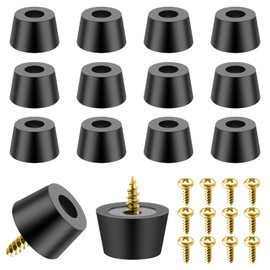 Teaaha Pack of 12 Rubber Feet Screw-On Rubber Base with Screws Non-Slip Rubber Feet Black Rubber Buffer Furniture Feet for Furniture, Electronics and Application (12)