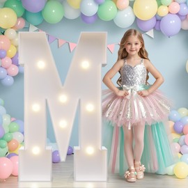 JoyMuse Mosaic Letters 3 Feet Tall, Light Up Letters 3FT with Lights, Large Letters for Party, Letter M Light Up Letters for Baby Shower Wedding Proposal Graduation Birthday Decorations