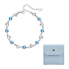 TYFGRT 1 Blue Diamond Bracelet and 1 Jewellery Bag, Sparkling Bracelet, Love Bracelet, Rhinestone Bracelet, Women's Bracelet, Adjustable Bracelet