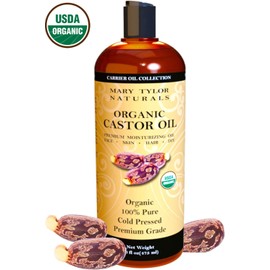 Mary Tylor Naturals Aceite de ricino orgánico de 16 onzas, certificado USDA por Mary Tylor Naturals, prensado en frío, sin hexano, 100% puro, increíble hidratante para piel y cabello, estimula el crecimiento para cabello, pestañas y cejas