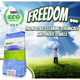 Life Miracle Nano Toallas – Increíble tela ecológica que limpia prácticamente cualquier superficie con solo agua. No más toallas de papel o productos químicos tóxicos. Paquete de 4 (8 x 8, Nano Azul)