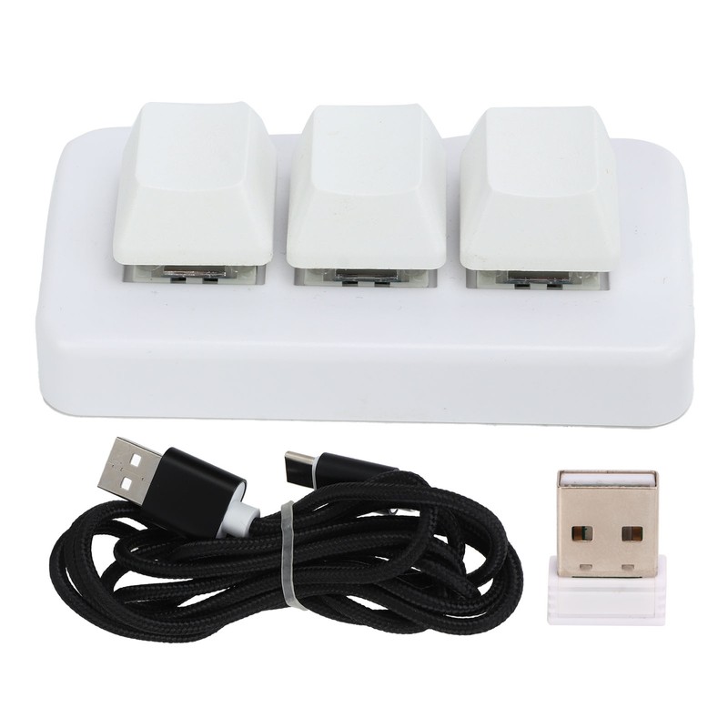 White Mini 3 Key Keypad ABS Bluetooth Receiver USB Comfortable