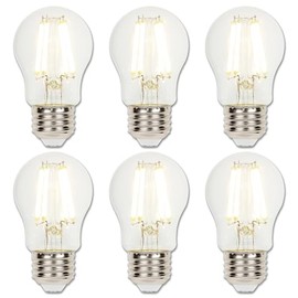 Westinghouse 5278020 8 Watt (75 Watt Equivalent) A15 Dimmable Clear Filament LED Light Bulb, Medium Base, 6 Pack