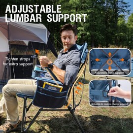 PORTAL Camping Chair with Lumbar Support for Adults Folding Portable High Back Oversized, 400LBS