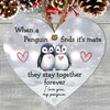 Heart-Shaped Penguin Love Plaque - "When a Penguin Finds Its