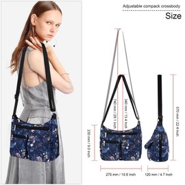 Kamo Crossbody Bag for Women - Multi-pocket Shoulder Bag Lightweight Messenger Bag Casual printed Purse Handbag Travel Bag