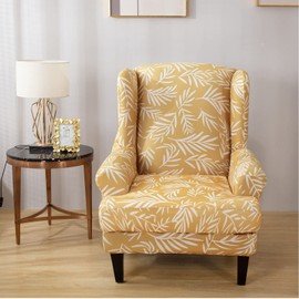 Wingback Chair Cover, Stretch Spandex Wing Chair Slipcovers 2 Piece, Wingback Armchair Sofa Slipcover Super Soft Fabric Furniture Protector with Elastic Bottom for Living Room Bedroom Hotel