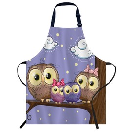 Smooffly Owls Family Apron Unisex Adjustable Bib Apron, Cooking Kitchen Chef Apron, Women Men Apron for Home Kitchen, Restaurant, Coffee house