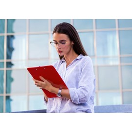 Red Plastic Clipboards, 12 Pack, Durable, 12.5 x 9 Inch, Low Profile Clip, by Better Office Products, Red, Set of 12