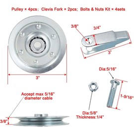 Wynn Hardware Heavy-Duty Double-Looped Garage Door Extension Springs Bundle, 180 lb (Gold) Springs, 3" Pulleys, Extension Cables for 7' Feet Garage Door