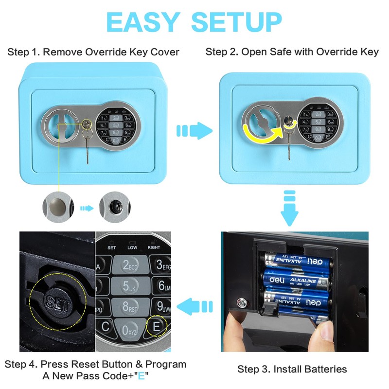 0.23 Cubic Feet Safe Box, Small Safe W/Fireproof Bag, Keys