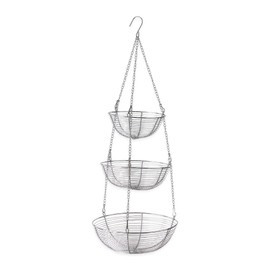 RSVP International Hanging Storage Collection 3-Tier Baskets, Chrome Woven Wire