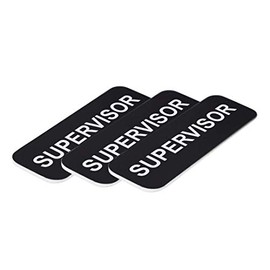 Supervisor 1 x 3 Name Tag, Black (3 Pack)