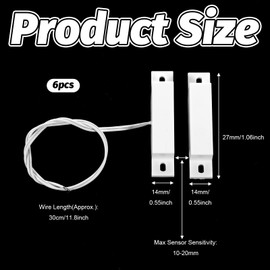 6 Sets Magnetic Reed Switch MC-32 NC Surface Mount Wired Security Door Window Alarm Door Window Contact Sensor for Home Security Burglar Alarm Systems (White)