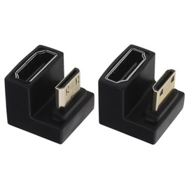 Be In Your Mind 2 Pack Mini HDMI Male to HDMI Female Extension Adapter Up and Down Angle Adapter U Shape Mini HDMI to HDMI Adapter for Laptops Cameras Tablets