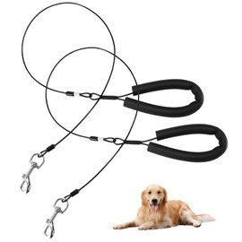2 Pack Heavy Duty Dog Lead Dog Leash Extension for Any Leash & Collar & Harness, Black Dog Leash Extender