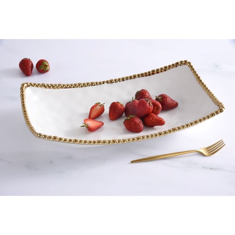Pampa Bay Golden Salerno Rectangular Deep Server, Porcelain, 15" x