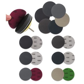 Pack of 24 Sandpaper 75 mm Velcro, Grit 600/800/1000/1500/2000/3000 Sanding Pads, Round, Without Hole, Wet and Dry Sanding Discs, Random Orbital Sandpaper Set for Metal Wood