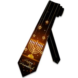Three Rooker Menorah Ties Mens Jewish Necktie Hanukkah Tie for Men Star of David Necktie