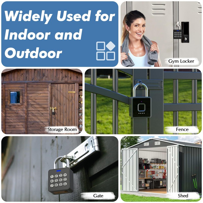 Keylesslife Fingerprint Padlock with Code,Combination Padlock Gym Locker Lock,Smart Padlock