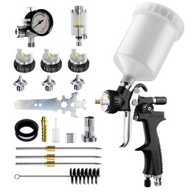 [Upgraded Version] HVLP Air Spray Gun Premium Kit with 1.3/1.5/1.7mm Nozzles, Air Spray Paint Gun with 600cc Capacity Cup & Air Regulator Paint Gun Sprayer for House Painting, Car, Furniture, Fenc