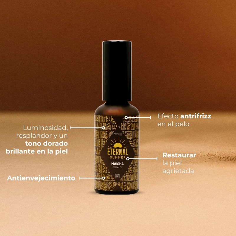 AOKlabs- MAISHA Glitter Oil Illuminierendes Körperöl, feuchtigkeitsspendendes Körperöl für Gesicht,
