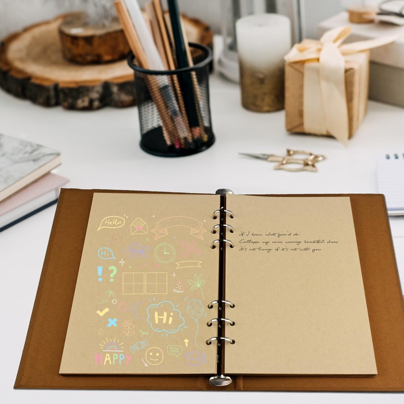 YFLeomry A5 Paper Kraft Paper 80 Sheets Ring Binder A5