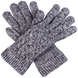 Be Your Own Style : Women’s Winter Classic Cable Ultra Warm Plush Fleece Lined Knit Gloves, Many Styles (Metallic Silver Gray Cable)