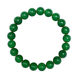 Forziani 10mm Green Jade Beaded Bracelet for Men - Energy and Clarity - High Quality Adjustable Stretch Green Gemstone Beads Mens Bracelet - Made in USA - Meaningful Gift for Men (L)