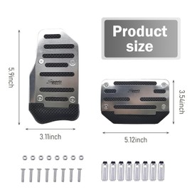 Anyhut 2 PCS Non-Slip Pedal Pads Set, Alloy & Rubber Grip Accelerator Brake Covers, No-Drill Auto Pedal Protectors, Universal for Cars, Trucks, Vans (Silver)
