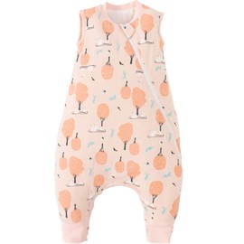 Duomiaomiao Baby Sleeping Bag 2.5 TOG, 100% Cotton Sleeping Bag with Legs Warm Baby Sleeping Bag with Feet for 6-12 Months Toddler Sleeping Bag, Pink