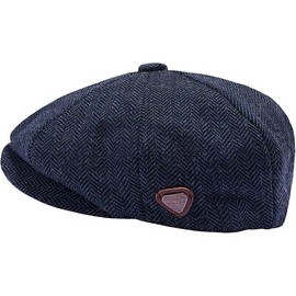 reshmena® Flat Cap Mens Hat Newsboy Cap Duckbill Hat Ivy Hat Herringbone Newsboy Hunting Cap Tweed Cap Gatsby Hat Baker Boy Cloth Hat Herringbone Navy, XL